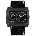 Jacques Lemans Jacques Lemans 1-1708C  1-1708C кварцевые мужские часы черный циферблат, браслет кожа + текстиль — вид спереди