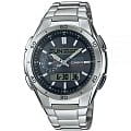 Casio CASIO WAVE CEPTOR WVA-M650D-1A  WVA-M650D-1A кварцевые мужские часы черный циферблат, браслет нержавеющая сталь — вид спереди