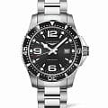 Longines Longines HydroConquest L3.730.4.56.6  L37304566 кварцевые мужские часы черный циферблат, браслет нержавеющая сталь — вид спереди