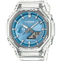 Casio Casio G-Shock GA-2100BM-7A2 GA-2100 GA-2100BM-7A2 электронные мужские часы голубой циферблат, браслет пластик — вид спереди