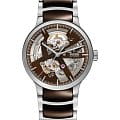 Rado Rado Centrix Automatic Open Heart R30179302 Automatic R30179302 механические мужские часы коричневый циферблат, браслет сталь + pvd + керамика — вид спереди
