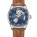 Hamilton Hamilton Jazzmaster Open Heart Auto H32705041  H32705041 механические женские часы синий циферблат, браслет кожаный — вид спереди
