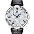 Tissot Tissot Carson Premium Chronograph T122.417.16.033.00 Carson T1224171603300 кварцевые мужские часы серебристый циферблат, браслет кожаный — вид спереди