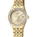 Citizen Citizen Elegance EU6062-50P  EU6062-50P кварцевые женские часы  шампань циферблат, браслет нержавеющая сталь с pvd-покрытием — вид спереди