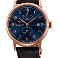Orient Orient RE-AW0005L0  RE-AW0005L00 механические мужские часы  синий циферблат, браслет кожаный — вид спереди