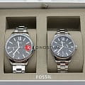 Fossil Fossil Rye His and Her Multifunction Stainless Steel Watch Set BQ2644SET , наручные  фото под углом