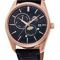 Orient Orient Sun & Moon RN-AK0304B  RN-AK0304B механические мужские часы черный циферблат, браслет кожаный — вид спереди