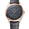 Omega Omega De Ville Tresor 435.53.40.21.06.001  43553402106001 механические мужские часы  серый циферблат, браслет кожаный — вид спереди