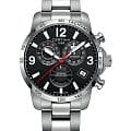 Certina Certina DS Podium Chronograph GMT C034.654.11.057.00  C0346541105700 кварцевые мужские часы  черный циферблат, браслет нержавеющая сталь — вид спереди