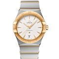 Omega Omega Constellation 131.20.36.60.02.002  13120366002002 кварцевые женские часы  серебристый циферблат, браслет сталь + золото — вид спереди