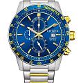 Citizen Citizen Chronograph AN3684-59L  AN3684-59L кварцевые мужские часы синий циферблат, браслет нержавеющая сталь с ip-покрытием — вид спереди