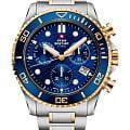 Swiss Military by Chrono Swiss Military by Chrono XL Chronograph SM34101.04  SM34101.04 кварцевые мужские часы синий циферблат, браслет нержавеющая сталь с pvd-покрытием — вид спереди