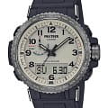 Casio Casio Pro Trek PRW-50Y-1B PRW PRW-50Y-1BER кварцевые мужские часы бежевый циферблат, браслет пластик — вид спереди