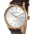 Jacques Lemans Jacques Lemans Classic 1-2073F  1-2073F механические мужские часы серебристый циферблат, браслет кожаный — вид спереди