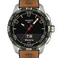 Tissot Tissot T-Touch Connect Solar T121.420.47.051.09 T Touch T1214204705109 кварцевые мужские часы  черный циферблат, браслет кожаный — вид спереди