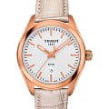 Tissot Tissot PR 100 Lady T101.210.36.031.00 PR 100 T1012103603100 кварцевые женские часы белый циферблат, браслет кожаный — вид спереди