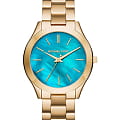 Michael Kors Michael Kors Runway MK3492  MK3492 кварцевые женские часы голубой циферблат, браслет сталь c pvd покрытием — вид спереди