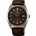 Orient Orient ER2F004T (FER2F004T)  FER2F004T механические мужские часы  коричневый циферблат, браслет кожа + текстиль — вид спереди