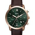 Fossil Fossil Neutra FS6073  FS6073 кварцевые мужские часы зеленый циферблат, браслет кожаный — вид спереди