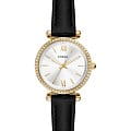 Fossil Fossil Carlie  ES5127  ES5127 кварцевые женские часы серебристый циферблат, браслет кожаный — вид спереди