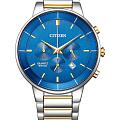 Citizen Citizen Chronograph AN8224-51L  AN8224-51L кварцевые мужские часы синий циферблат, браслет нержавеющая сталь с ip-покрытием — вид спереди