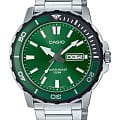Casio Casio Collection MTD-125D-3AVDF (MTD-125D-3A)  MTD-125D-3A кварцевые мужские часы зеленый циферблат, браслет нержавеющая сталь — вид спереди