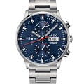 Mido Mido Commander Chronograph M016.414.11.041.00  M0164141104100 механические мужские часы синий циферблат, браслет нержавеющая сталь — вид спереди