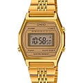 Casio Casio Illuminator LA690WEGA-9  LA690WEGA-9EF кварцевые женские часы золотой циферблат, браслет сталь с ip покрытием — вид спереди