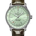 Breitling Breitling Navitimer Automatic 35 A17395361L1P2  A17395361L1P2 механические женские часы зеленый циферблат, браслет кожаный — вид спереди