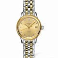 Longines Longines Flagship L4.274.3.37.7  L42743377 механические женские часы золотой циферблат, браслет сталь c pvd покрытием — вид спереди