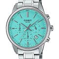 Casio Casio Collection MTP-E515D-2A2  MTP-E515D-2A2 кварцевые мужские часы бирюзовый циферблат, браслет нержавеющая сталь — вид спереди