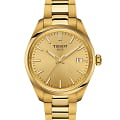 Tissot Tissot PR 100 T150.210.33.021.00 PR 100 T1502103302100 кварцевые женские часы золотой циферблат, браслет нержавеющая сталь с pvd-покрытием — вид спереди