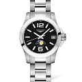 Longines Longines Conquest L3.380.4.58.6  L33804586 кварцевые женские часы черный циферблат, браслет нержавеющая сталь — вид спереди