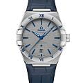 Omega Omega Constellation 131.13.39.20.06.002  13113392006002 механические мужские часы серый циферблат, браслет кожаный — вид спереди