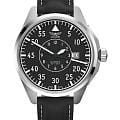 Aviator Aviator Airacobra V.3.39.0.340.4  V.3.39.0.340.4 механические мужские часы черный циферблат, браслет кожаный — вид спереди