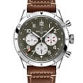 Breitling Breitling Super Avi B04 Chronograph GMT 46 Curtiss Warhawk AB04452A1L1X1  AB04452A1L1X1 механические мужские часы зеленый циферблат, браслет кожаный — вид спереди